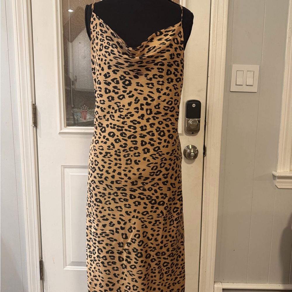 Bardot Tan Leopard Print Midi Dress